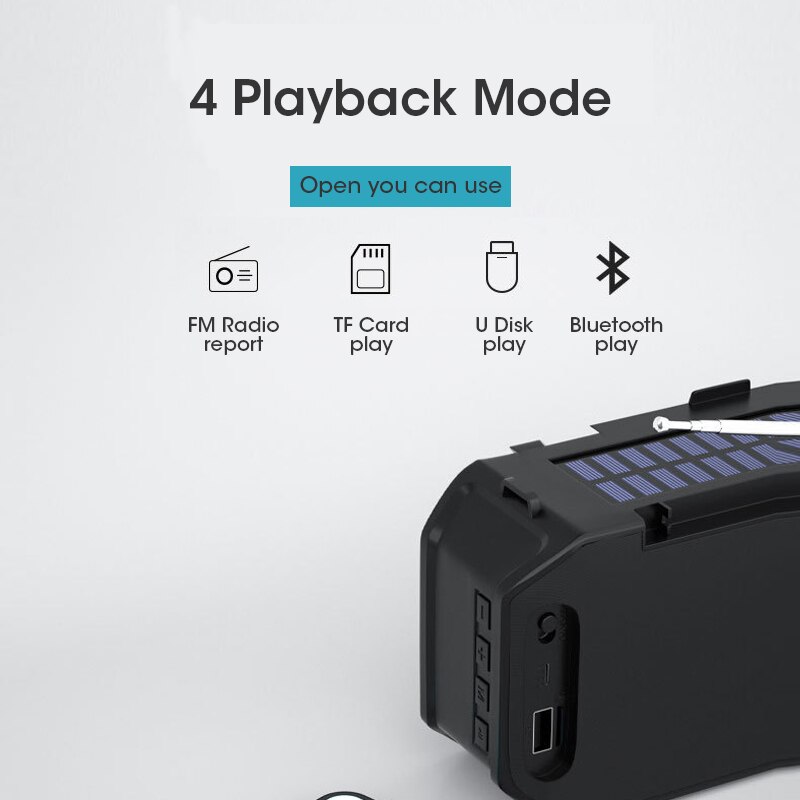 Draadloze Outdoor Speaker Draagbare Zonne-energie Opladen Bluetooth Speaker Stereo Music Box Ondersteuning Tf/Fm Radio/Usb/Aux met Zaklamp