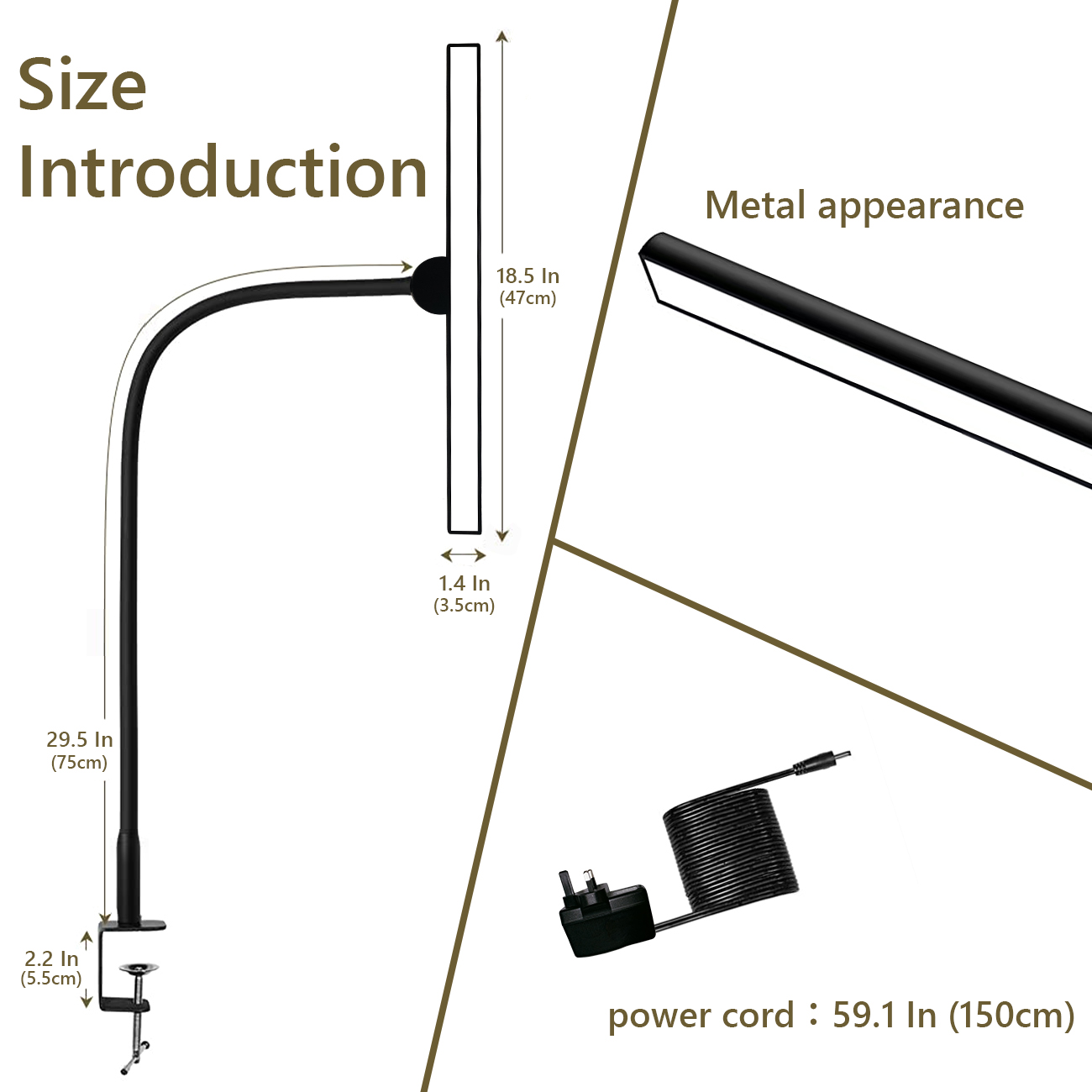 Een Bureaulamp Met Klem, 3 Kleurmodi, Flexibele Zwanenhals Klemlamp, Oogverlichting 18W Touch + Afstandsbediening Kleurhelderheid