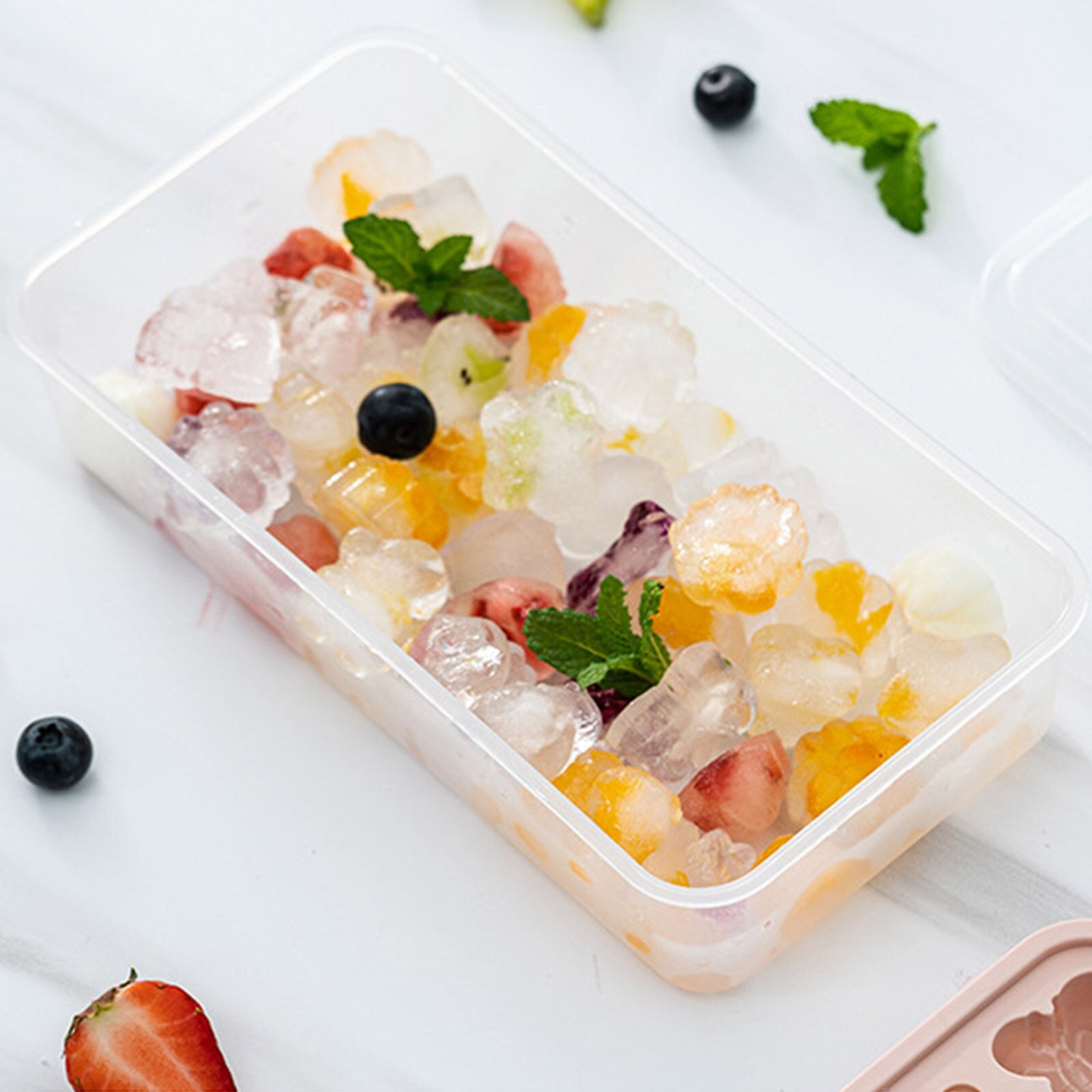 25# Ice Cream Mold Homemade DIY Cartoon Flower Ice Tray Multi-cell Ice Maker Juice Whiskey Ice Cube Tray With Lid Kitchen Tool