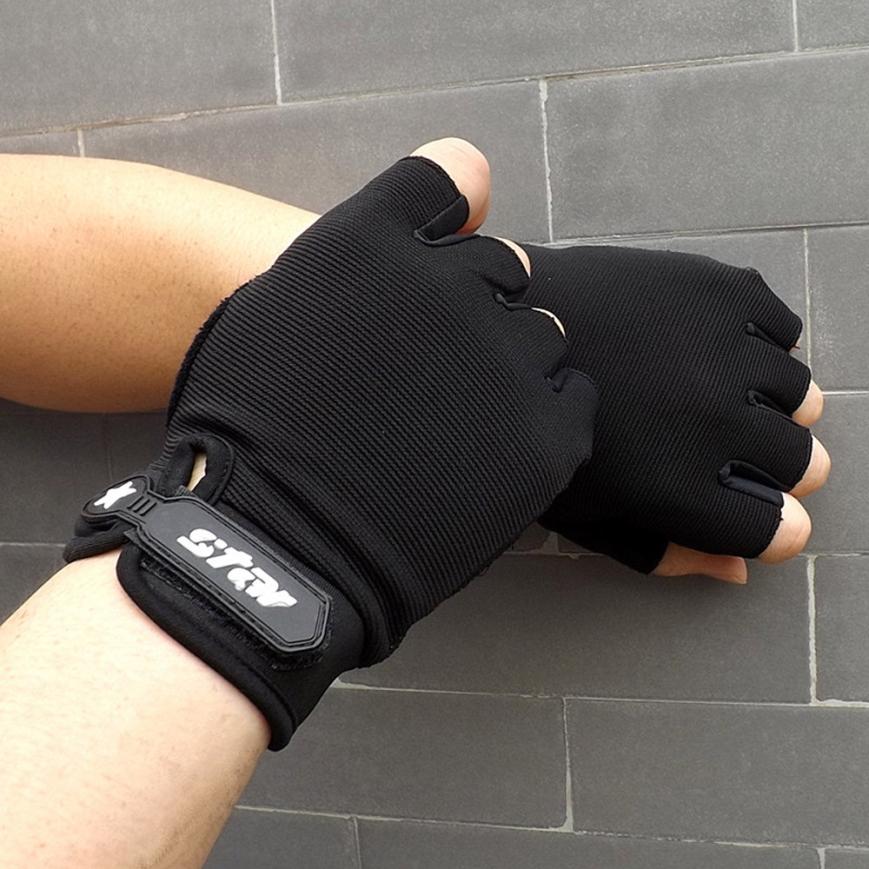 Mannen Antislip Cycling Bike Gym Fitness Sport Half Vinger Handschoenen Hand Protector Gewichtheffen Sport Fietsen Handschoenen