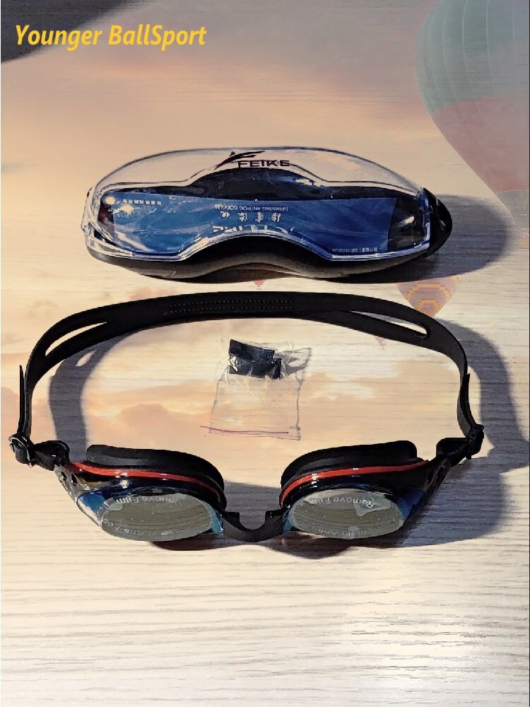 Lunettes de natation professionnelles pour myopie, avec bouchons d&#39;oreille, pince-nez, galvanoplastie, Silicone étanche