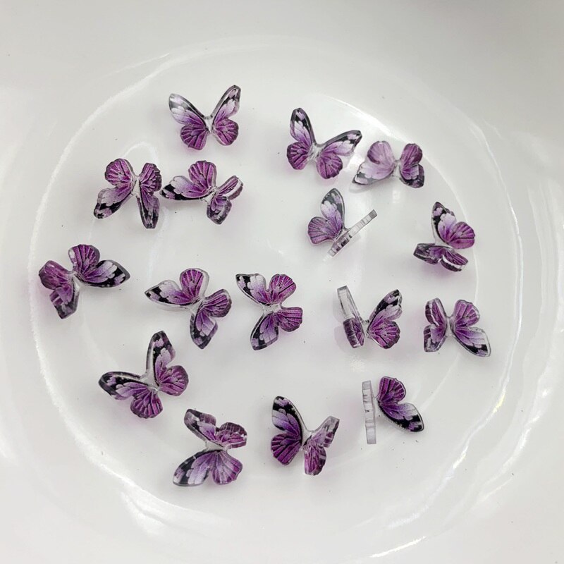 Stijl 8 Kleur Vlinder Nail Art Strass 3D Hars Vlinder Nail Decoratie Materialen Diy Nail Accessoires 10 Stks/partij