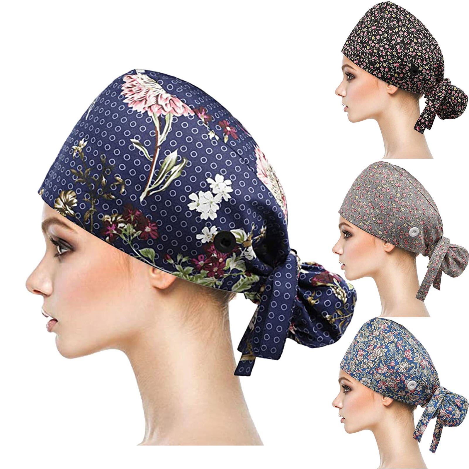 Adjustable Scrub Cap With Buttons Bouffant Hat With Sweatband For Womens And Mens Salon Working Caps Quirurgicos Slippers Women