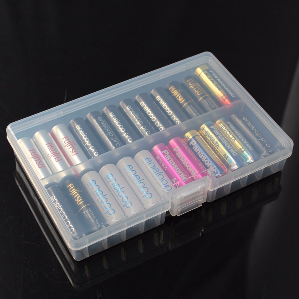 Super volume Transparante Plastic Batterij Opbergdoos voor geplaatst 48 stks AA Batterij Houder Container coverd afwerking kit doos