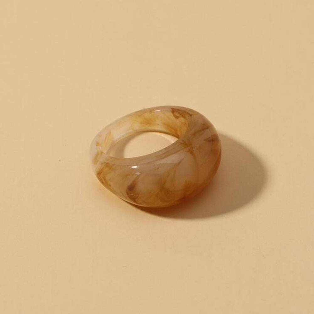 Ensemble de bagues en acrylique Transparent coloré pour femmes, bagues géométriques en résine transparente, à la , bijoux de fête,: YELLOW