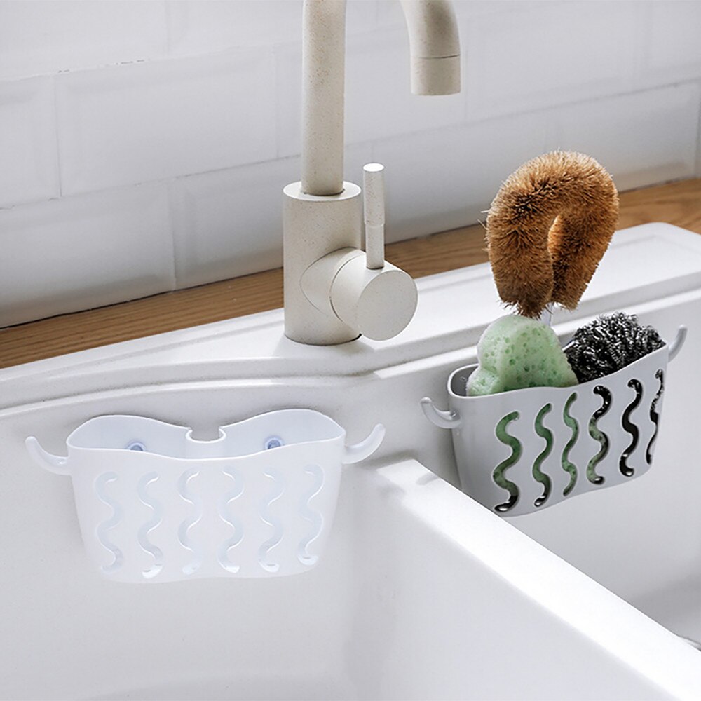1 Uds. Cesta colgante de plástico para almacenamiento, organizador para fregadero de cocina, soporte multifuncional para estropajos, esponjas, jabones, escurreplatos d1