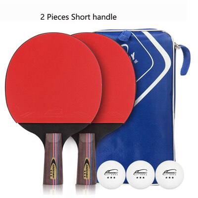 1 conjunto de 6 estrelas tênis de mesa bat 7-camadas profissional raquetes de ping pong longo punho curto fibra de carbono ping pong paddle carry bag