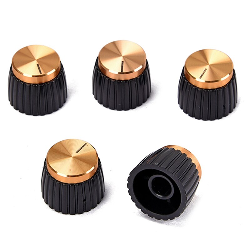 20Pcs Guitar AMP Amplifier Push on Fit Knobs Black with Gold Cap for Marshall Amplifier