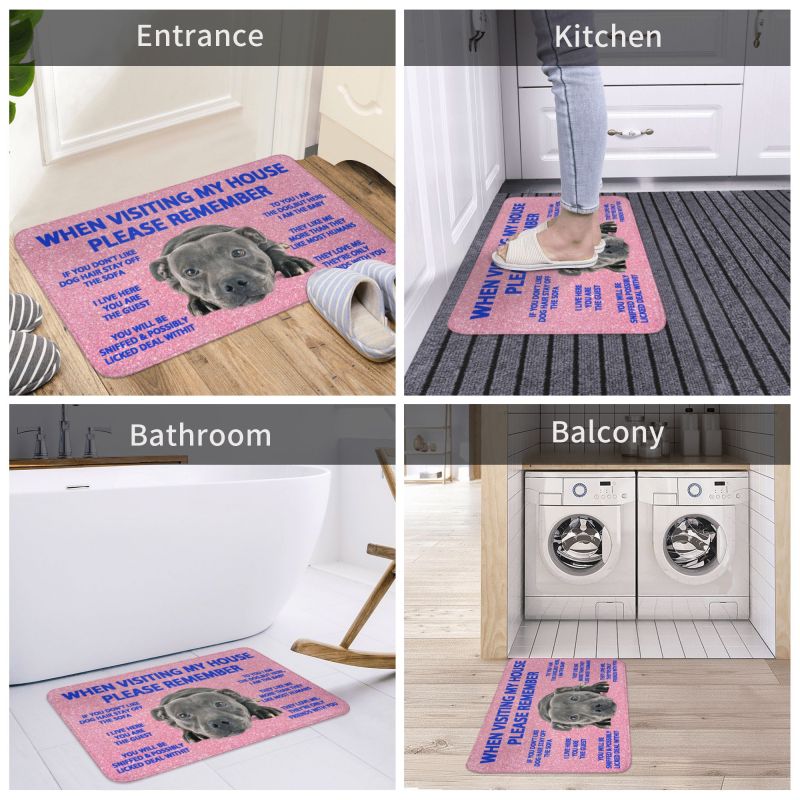 Staffordshire Bull Terrier Dog Quotes Front Door Mat Anti-Slip Outdoor Quick Dry Doormat Kitchen Bedroom Entrance Rug Carpet