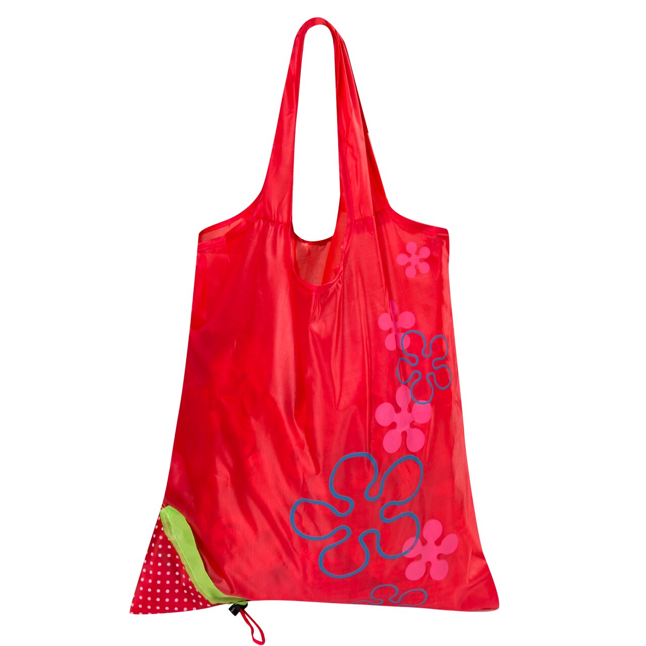 sac à provisions d'épicerie vert en Nylon réutilisable de fraise pliable de sacs imprimés aléatoires de stockage de grande capacité commode chaude: Rouge