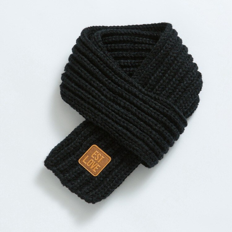 Pañuelos para niños, bufanda de cuello para bebés y niñas, bufanda suave Lisa para cuello, anillo de cuello elástico, bufanda para bebés, Invierno: Negro