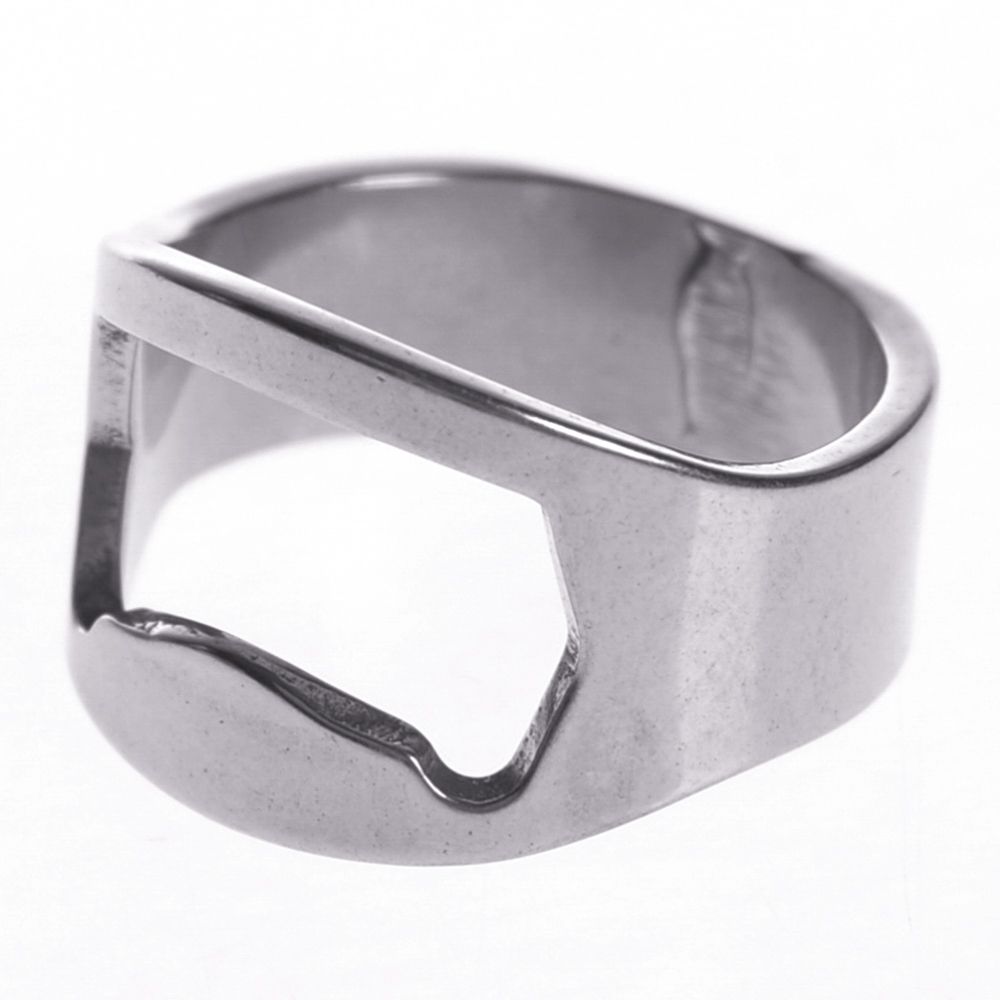 1 stk multifunktions rustfrit stål ringformet oplukker unik mænd fingerring øl flaskeåbner diameter 22mm