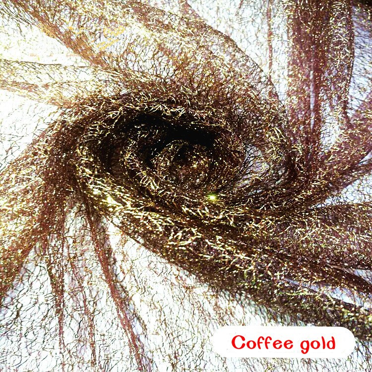 Sølv stof / mesh silke kaos kaos guld mesh stof / materiale rodet net net gaze / bryllup gaze stof / garn dekoration: Kaffe
