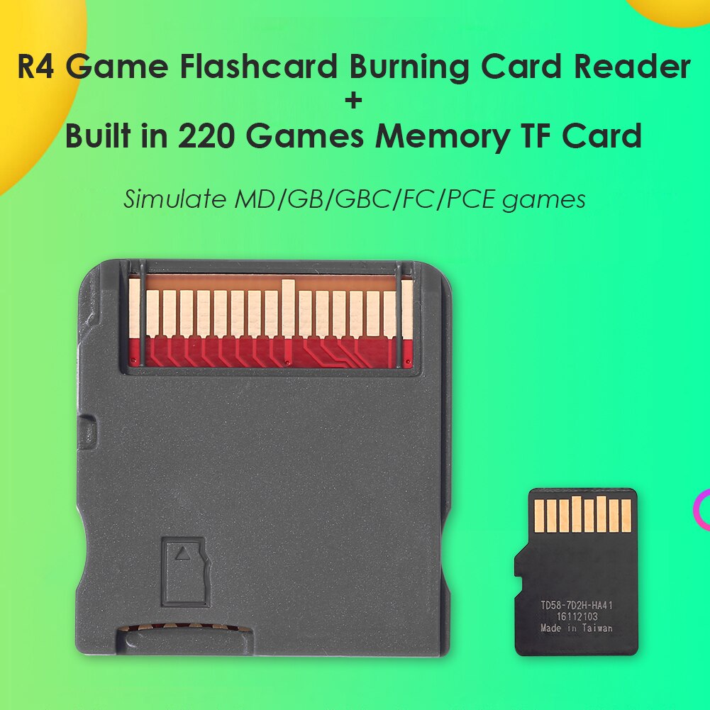 R4 Game Flashcard Flash Kaartlezer Brandende Adapter + Ingebouwde 220 Games Geheugen Tf Kaart Ondersteunt De 3DS systeem