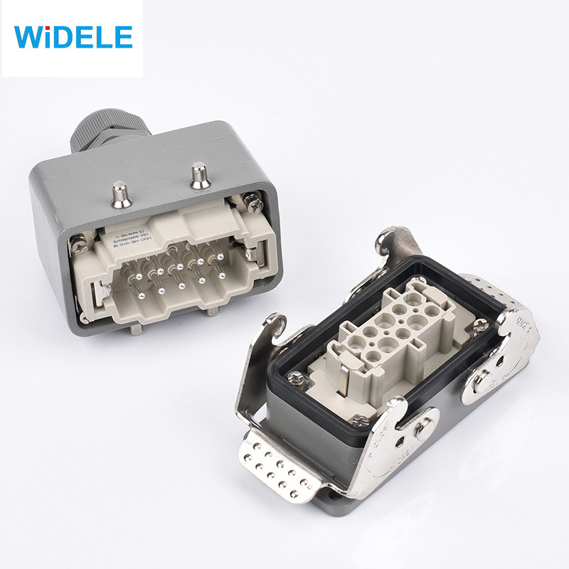 HDC-HE4 6 10 16 20 24 32 48 Core Pin 16A Rectangular Heavy Duty Connector Waterproof Aviation Plug Top And Side Line Connector
