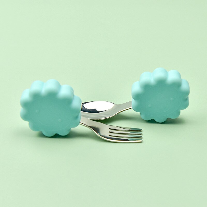 Soft Spoon for Baby Feeding Toddler Tableware Set Stainless Steel Utensil Cloud Toddler Dinnerware Cartoon Infant Spoon Fork: GnFlower