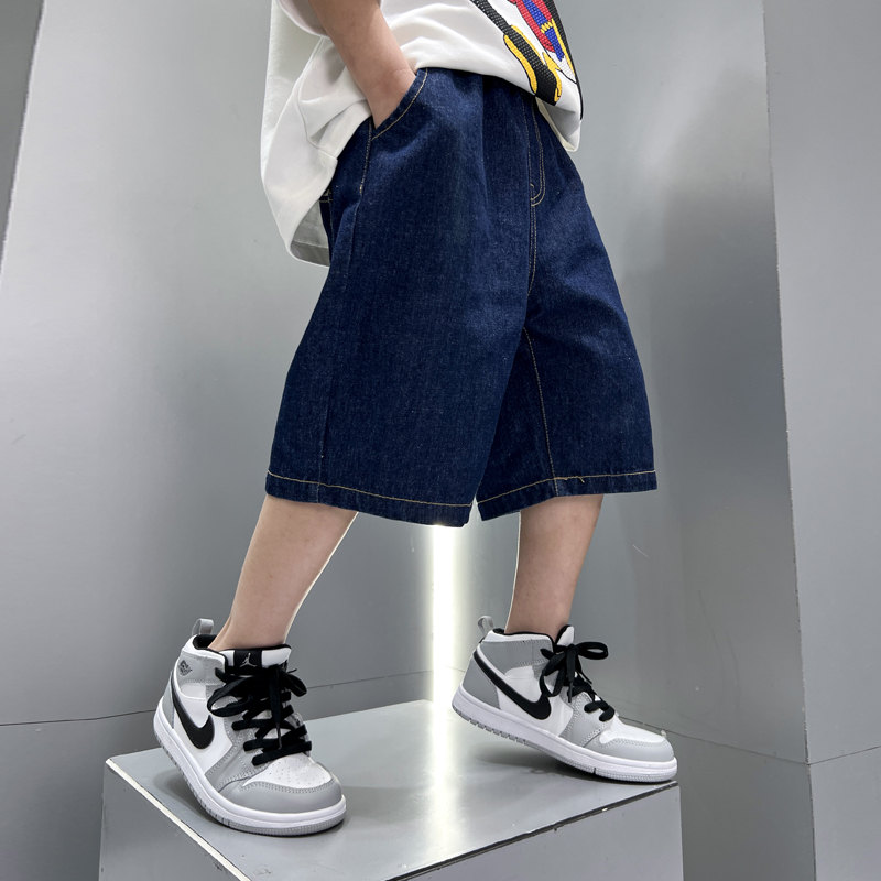 2022 nuovi vestiti ragazzi pantaloncini pantaloni estivi da 5 a 14 anni pantaloncini di jeans per adolescenti pantaloncini sportivi per bambini allentati casuali blu scuro