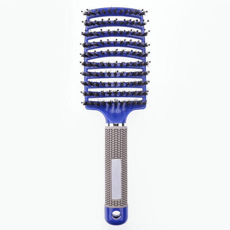 Femmes cheveux Massage peigne soies en Nylon brosse à cheveux humide bouclés démêler brosse à cheveux pour Salon de coiffure outils de coiffure brosse à cheveux: Bleu