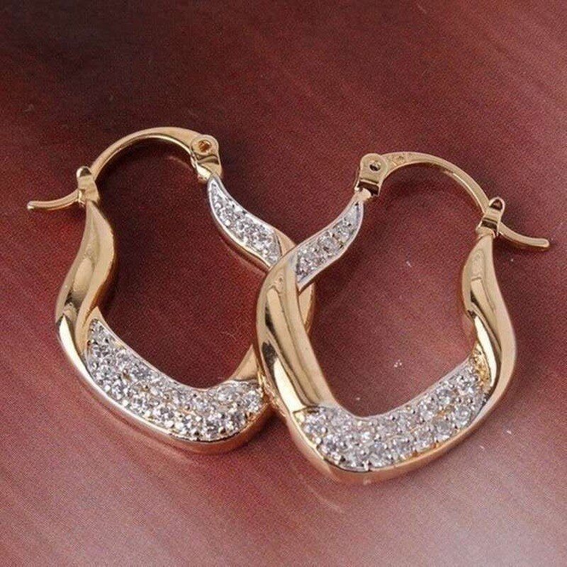 Moda brincos de zircão banhado a ouro casal brincos grandes brincos de noivado de jóias de casamento de luxo para presente de aniversário feminino