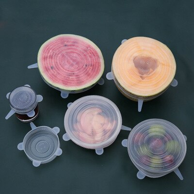 Couvercle alimentaire en Silicone, 6/12 pièces, universel, pour ustensiles de cuisine, bol réutilisable, extensible, enveloppe alimentaire, cuisine