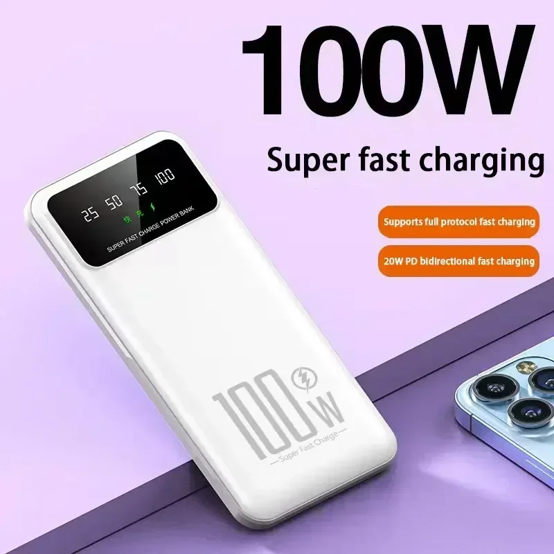 100000 mah powerbank med 100w superhurtig opladning, bærbar ekstern batterioplader