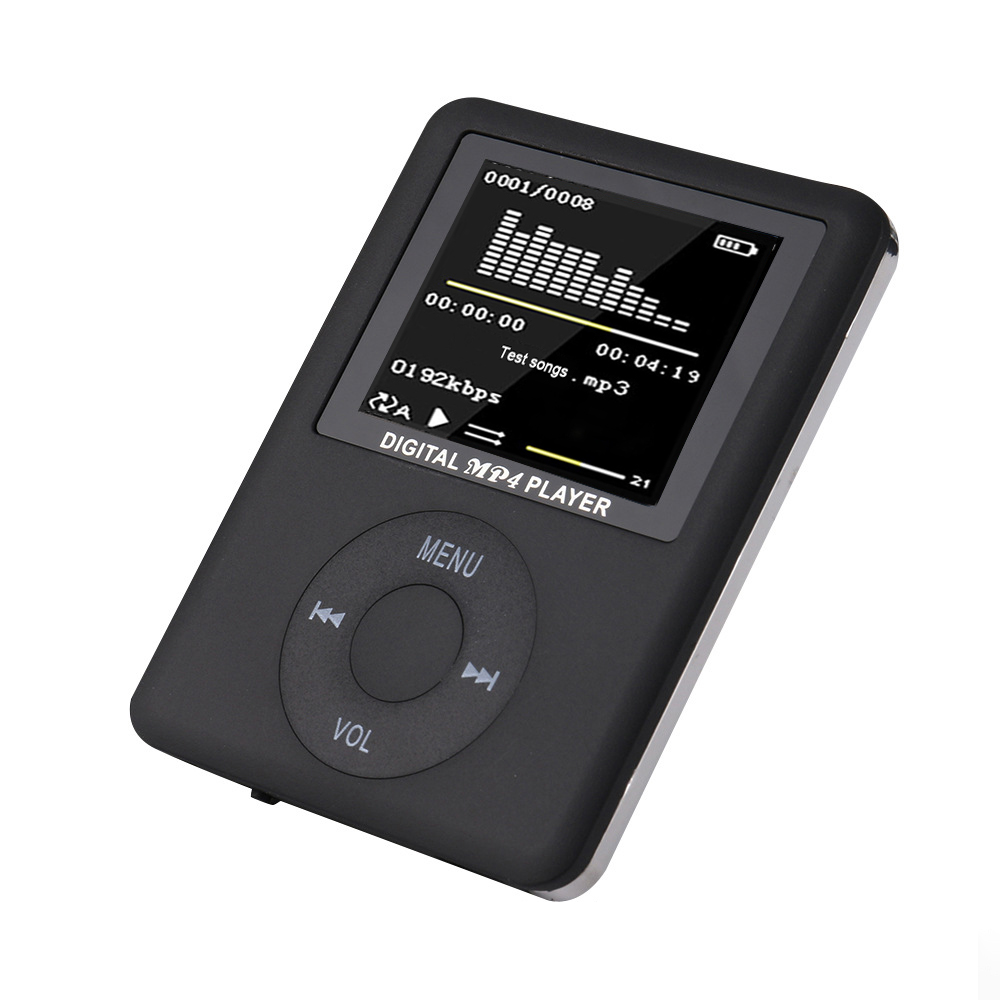 Novedad de , reproductor de música MP4 con pantalla LCD de tercera generación, Ultra delgado reproductor multimedia, compatible con tarjeta TF/SD: Black