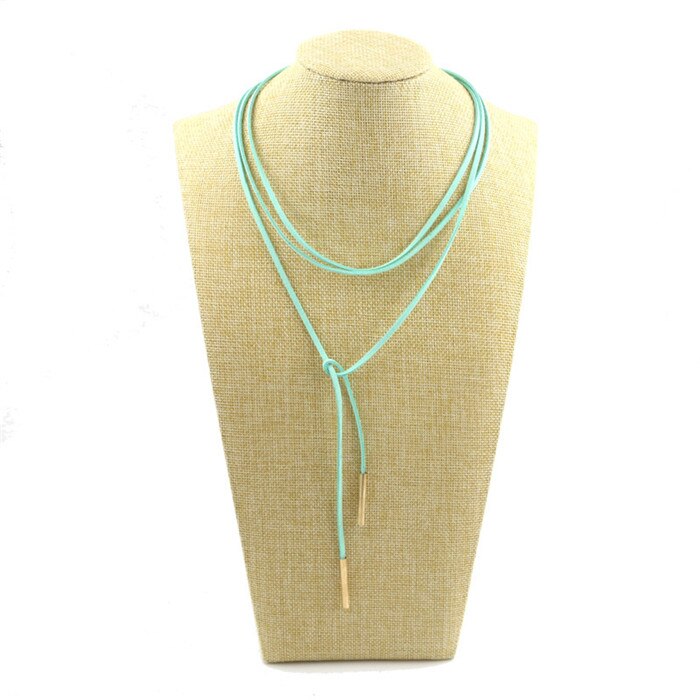 Gargantilla de cuero de imitación para mujer, collar largo de terciopelo con estilo, joyería artesanal, para novia, nueva: Green Rope Gold