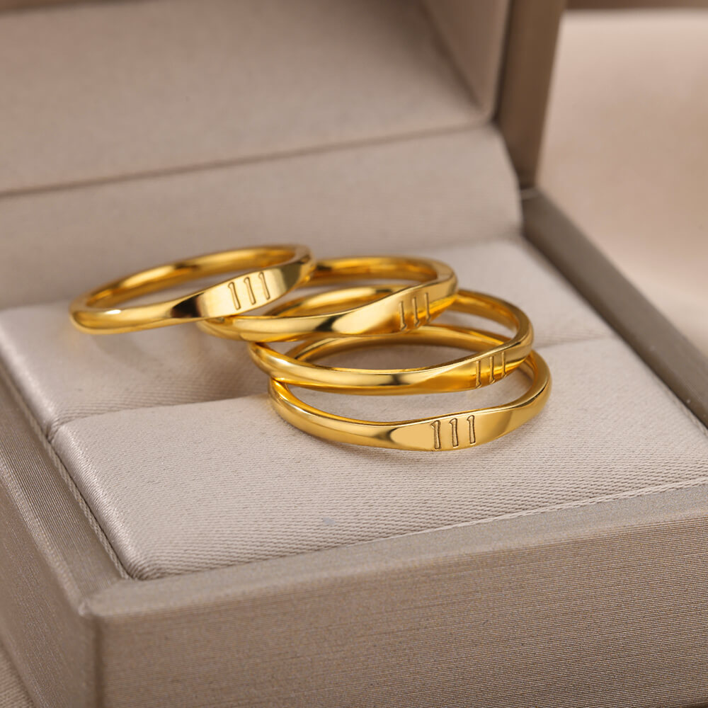 111 222 333 444 555 666 777 999 Engel Nummer Ringen Voor Vrouwen Rvs Ring Vintage Esthetische Retro Sieraden Anillos 2023