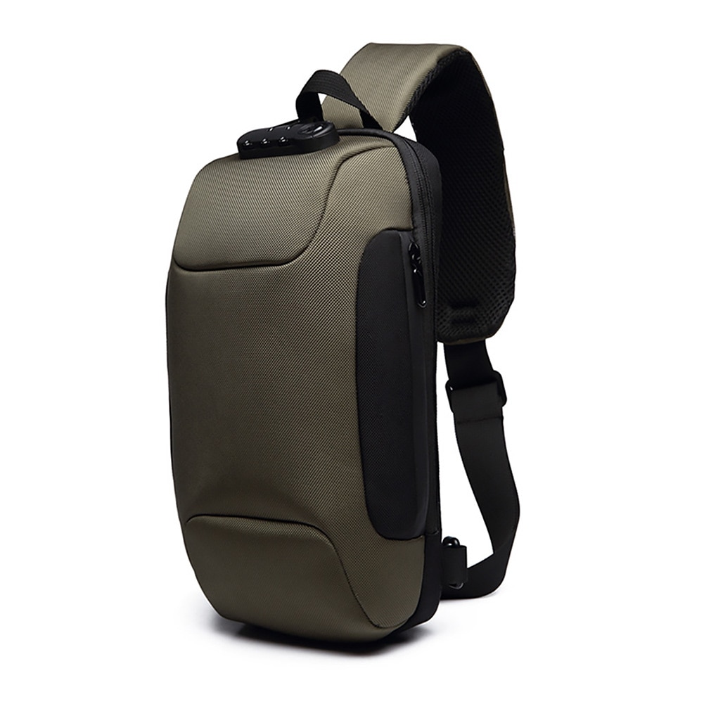 Oxford Cloth Men Chest Bag Crossbody Waterproof Code Lock One Shoulder Running Camping Hiking Multifunction Adjustable Strap