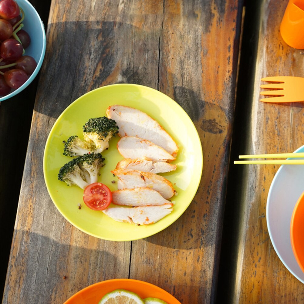 1 Set/6Pcs Outdoor Servies Herbruikbare Fruitschaal Picknick Dessertbord Draagbare Camping Platen Picknick Bbq Servies Apparatuur