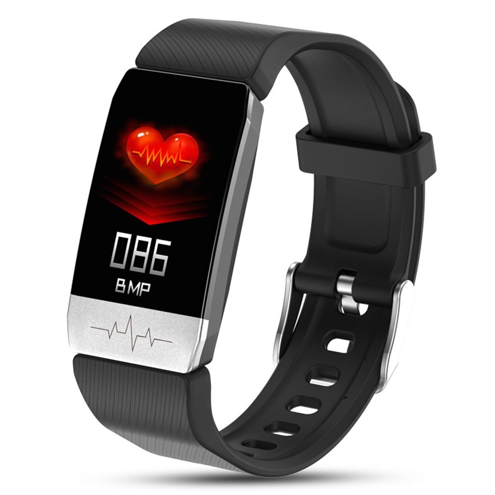 T1 Temperatuur Meting Smart Watch Ecg Bloed Zuurstof Monitoring Multi-Sport Real-Time Temperatuur IP67 Waterdicht: Black