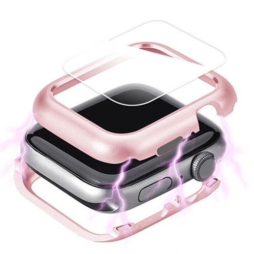 Magnetic cover For Apple Watch case apple watch 4 5 44mm/40mm iwatch band screen protector protective glass: pink / 40mm