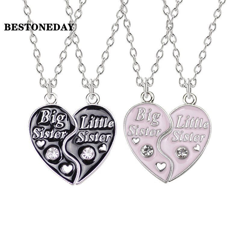 Collar con colgante de 2 piezas para Hermanas, joyería de rompecabezas de corazón roto, únicos, dijes, collares de pareja para hermana