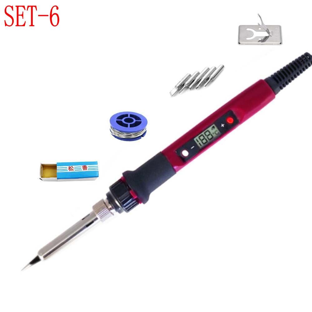 Digital Display Electric Soldering Iron Repair Station 220V 110V 60W 80W Temperature Adjustable Welding Soldering Tips Tools: SET-6 / EU