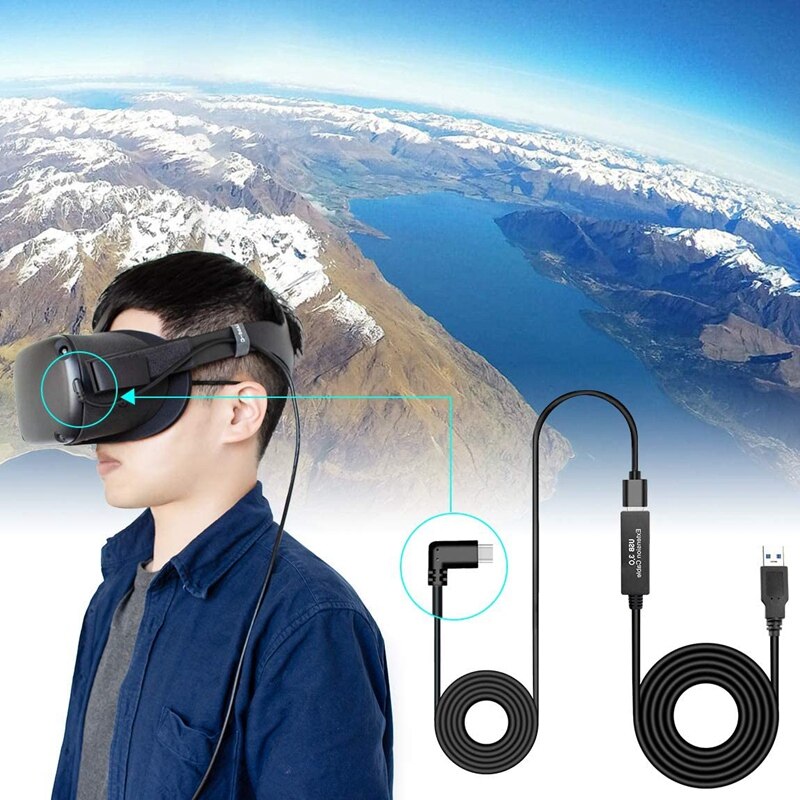 1 Set Total 8M/26Ft USB Stable Data Cable Compatible for Oculus Quest Link Steam VR