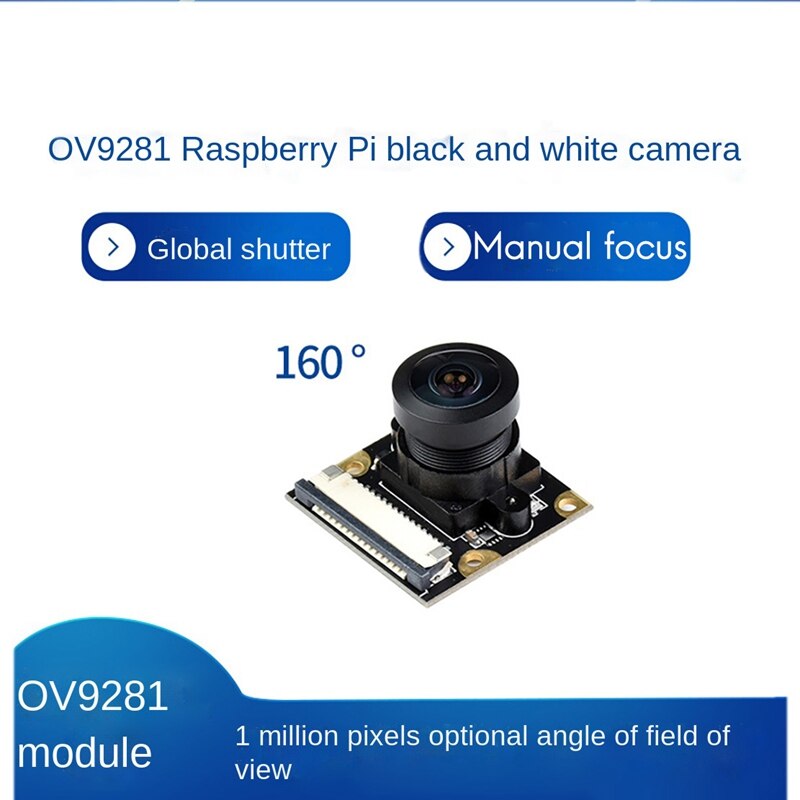 Waveshare OV9281-160° Camera for Raspberry Pi 4B/3B+/3A+/3B/2B/A+/B+ Global Shutter 1MP 160° Manual Focus Camera Module