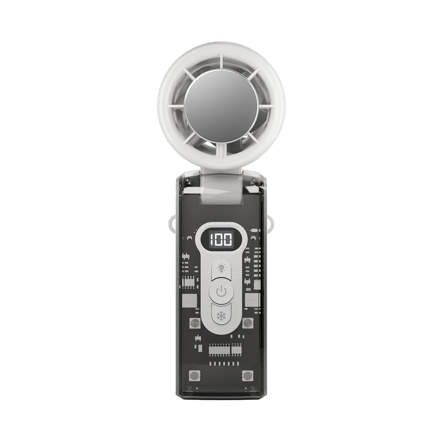 High Speed Folding Refrigeration Fan, Digital Display Mini Portable USB Charging Fan, High Wind Power Handheld Fan: WHITE