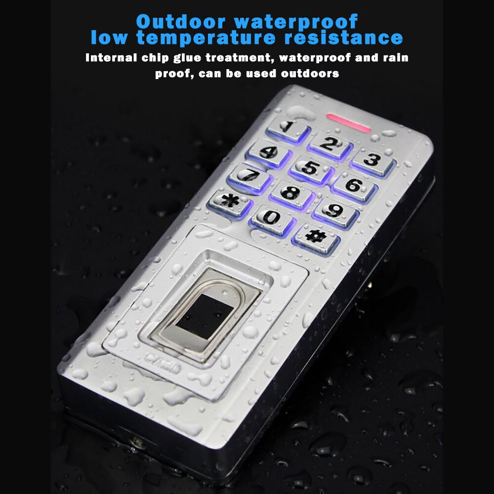 Backlight Semiconductor Fingerprint Metal Keypad IP68 Waterproof RFID Standalone Access Controller Finger+RFID+Password