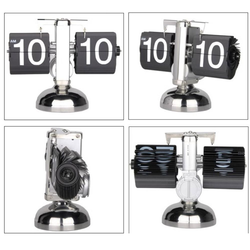 Minimalistische Flip Over Digitale Tafelklok Roestvrij Staal Enkele Voet Bureauklokken Automatische Schaal Auto Flip Clock Home
