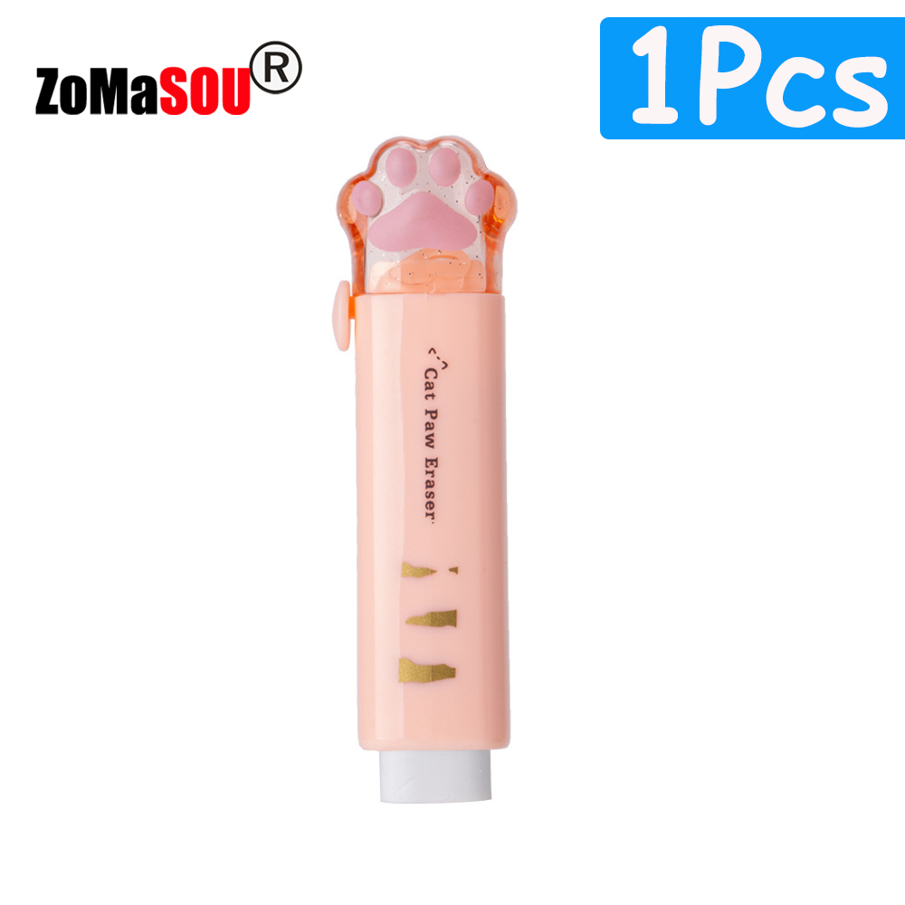 1-8Pcs ! Kawaii Cat Paw Rubber Erasers Retractable Pencil Eraser for Kids Students School Home Office Writing Drawing: Burgundy