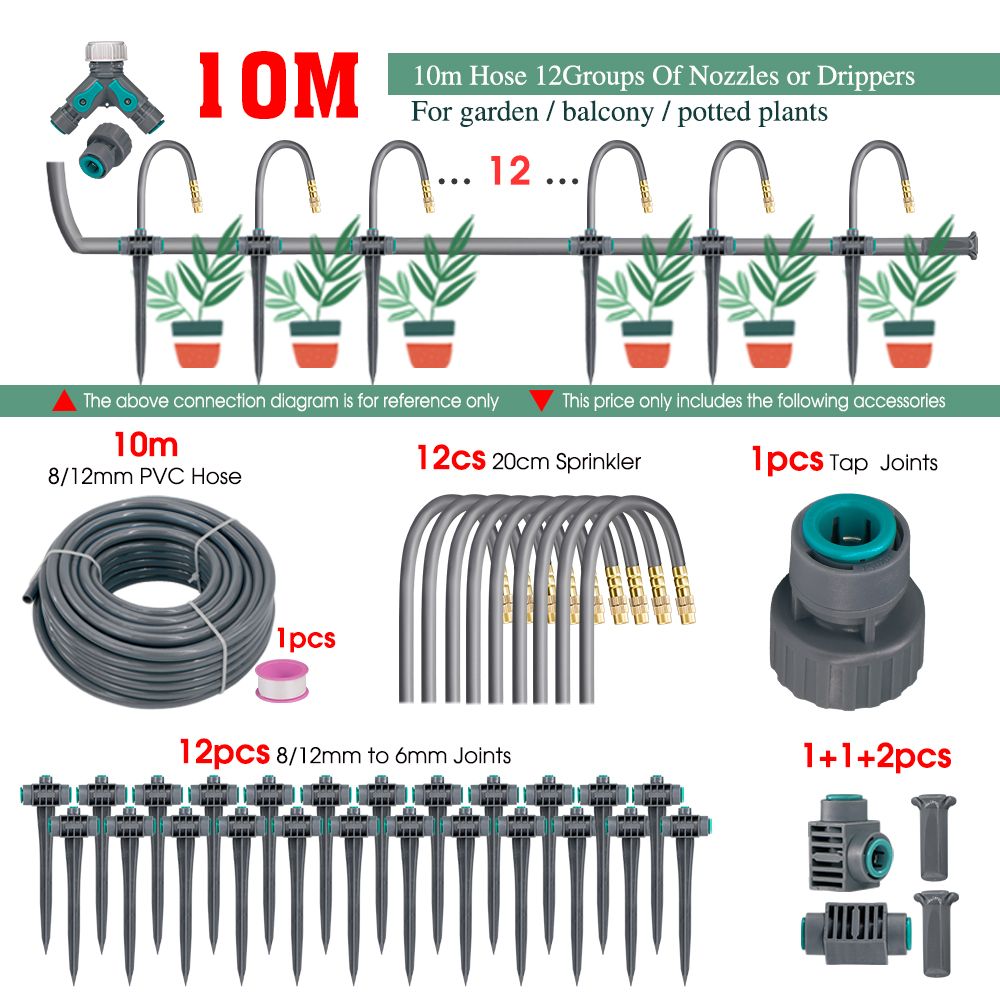 Hage 20-50cm fleksible dyser tåkespray vanningssystem for potteplanter 17.5cm- stavs sprinkler automatisk kjøle- og vanningssett: Burgunder