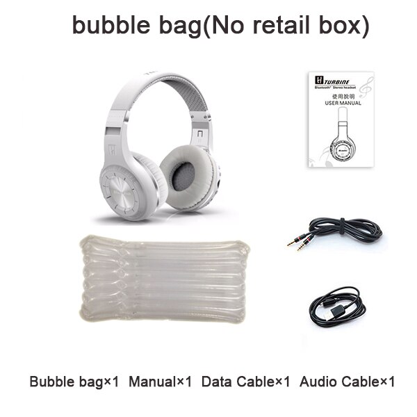 Originele Bluedio H + Bluetooth Stereo Draadloze hoofdtelefoon Super Bass Muziek Mp3 Speler Headset met Microfoon FM BT5.0 hoofdtelefoon: White no box