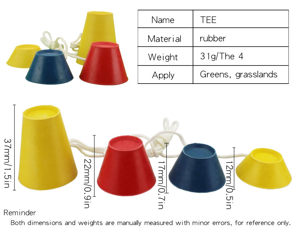 4 in 1 forskellige højder golf tees golf vinter gummi tee med reb golfboldholder