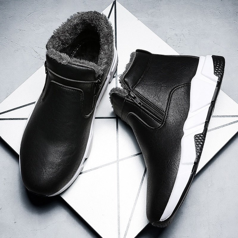 Winter plus velvet cotton shoes high-top zipper boots sports shoe men's warm men's sports shoes outdoor comfortable casual shoes