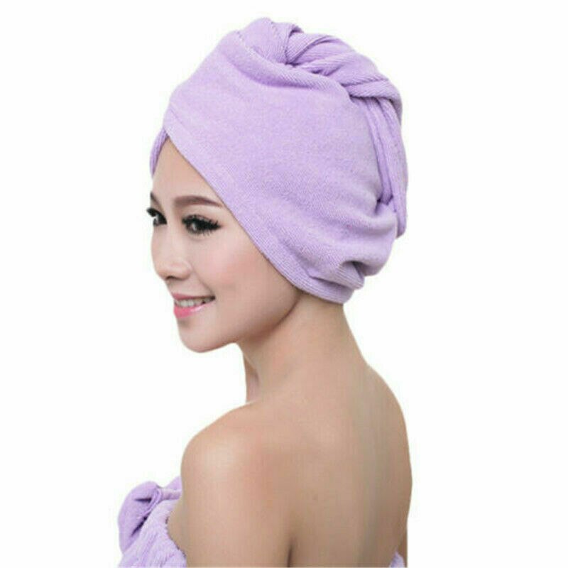 Nopea hiustenkuivaus pyyhehattu bowknot wrap pyyhe suihkumyssy naisille kylpyläkuivaus hiuspyyhe mikrokuitu nopeasti kuivuva hiusturbaani: Violetti -02