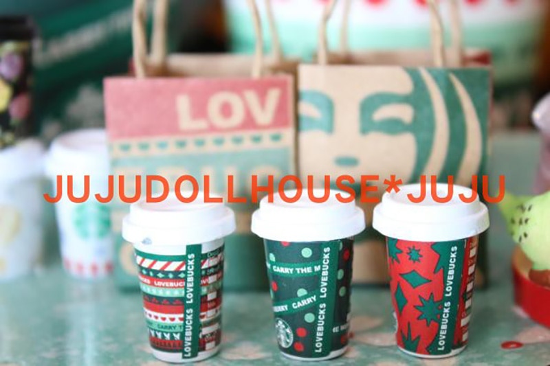 2/3pcs Chirstmas Style Coffee Cups Mugs Dollhouse Miniature Drinks Pretend Kitchen Blyth Barbies Doll House Food Toys