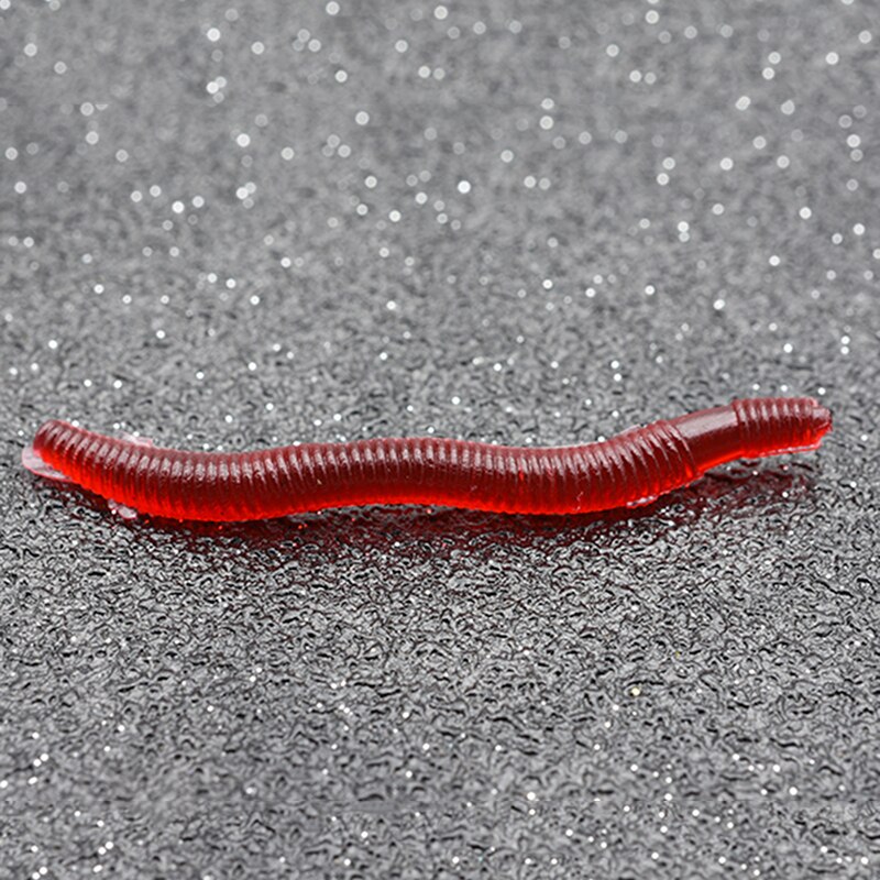 100 Pcs Smell Red Worms Fishing Lures 20mm Soft Bait Simulation Artificial Shrimp Odor Red Worms Bass Lure Fishing Takcle