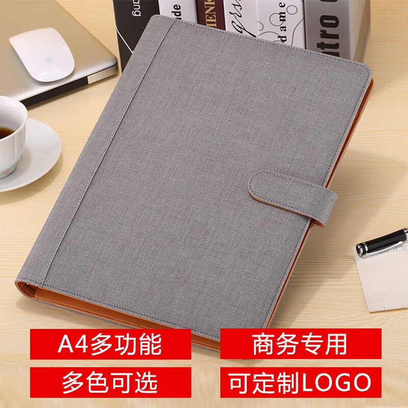 a4 leather folder Padfolio multifunction organizer planner notebook ring binder A4 file folder with calculator 1163