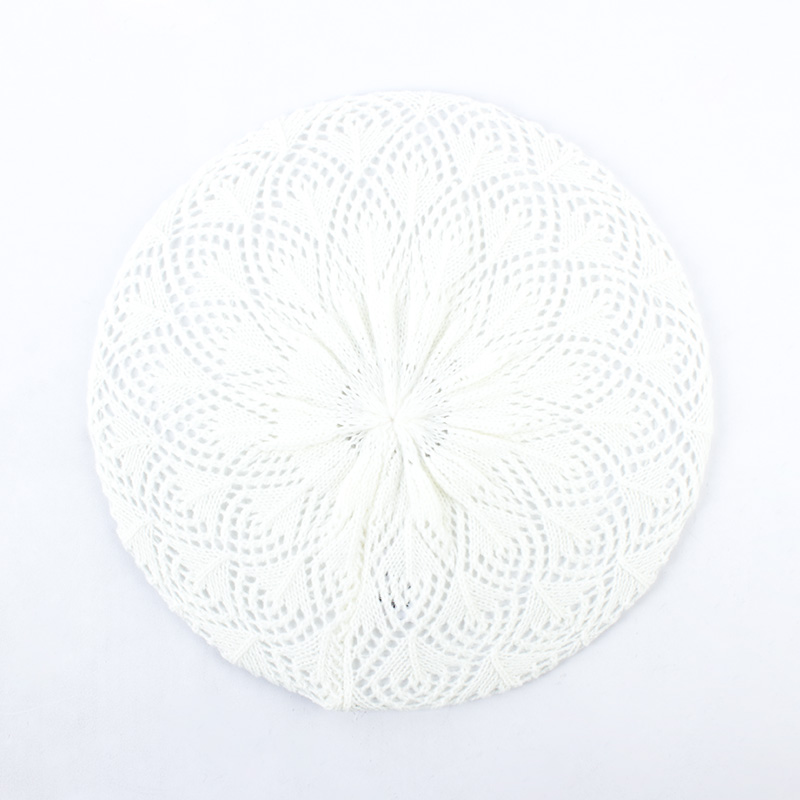 Geebro vrouwen Effen Kleur Gebreide Baret Hoed Lente Casual Dunne Acryl Baretten voor Vrouwen Dames Franse Kunstenaar Beanie Baret hoeden: White