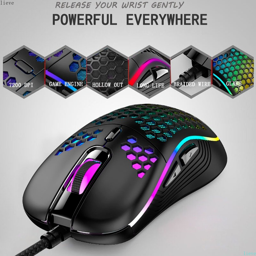 2022 Gaming Mouse USB Wired Mice RGB Backlight 6 Keys Mouse For PC Gaming Mouse Laptop Computer Game Mouse Hollow Mice&amp;Keyboards